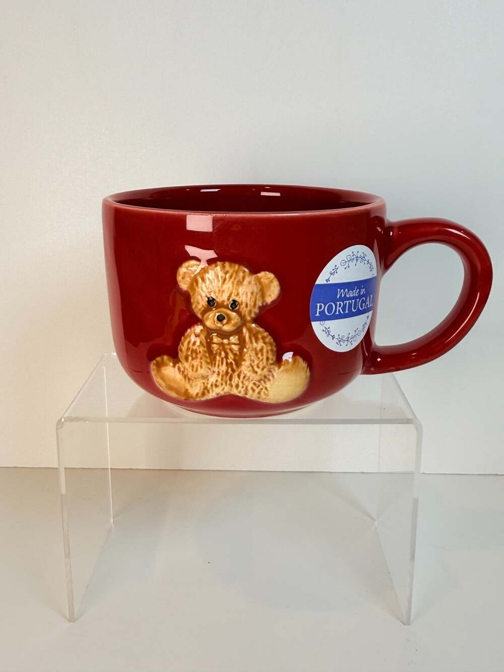 Nocal LDA Red Teddy Bear Ceramic Coffee Mug Raised 3D Bear Cup New